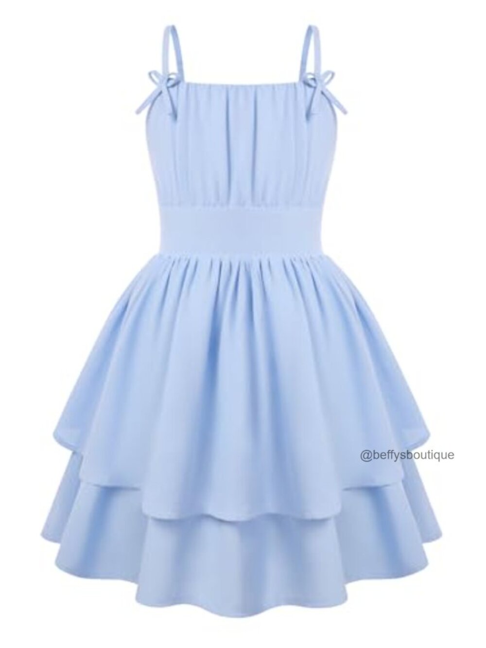 Girls Spaghetti Strap Tiered Summer Dress Smocked Back Formal Cami Sundress